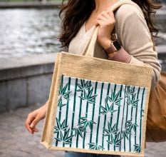 Natural Jute Cotton Laminated Eco Friendly Bag Handmade